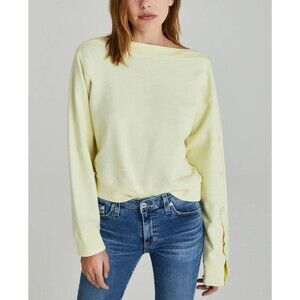 AG Adriano Goldschmied Small Cyra Snap Button Sweatshirt Citrus Mist Cotton NWOT